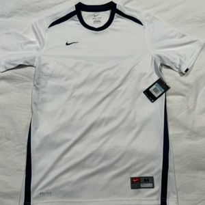 Nike dri fit training top size medium white with navy trim